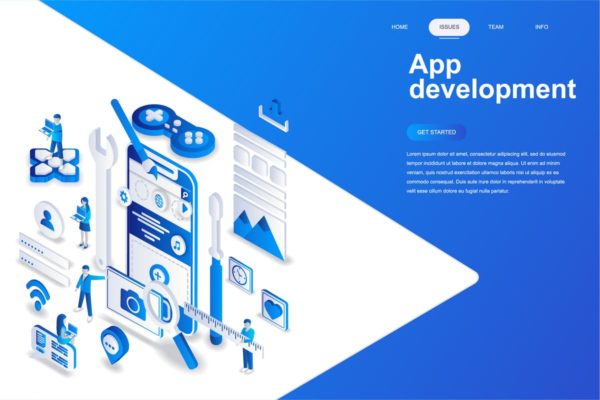 APP应用开发等距概念插画精选 App Development Isometric Concept