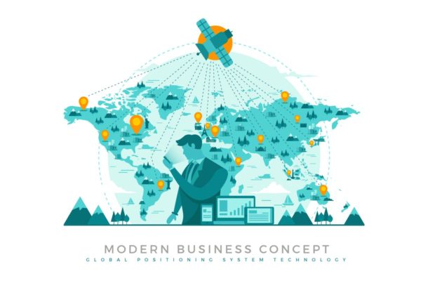 GPS定位系统概念插画精选 Global Positioning System Modern Business Concept