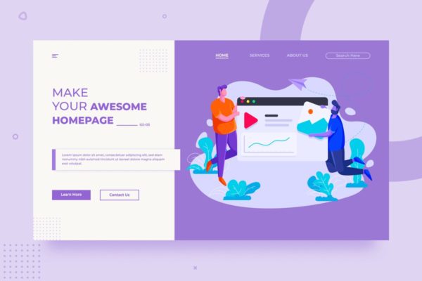 团队协作概念插画精选网站Banner设计模板v02 SRTP – Teamwork Banner Homepage.02