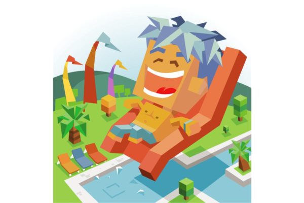 热带水上乐园滑梯场景2.5D插画素材v1 tropical slide