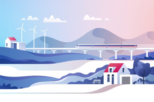 抽象乡村发展景观概念插画精选 Abstract Countryside Landscape