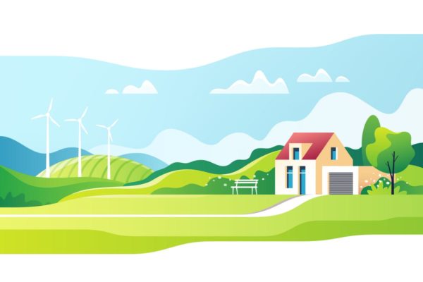 春天郊区乡村景观概念插画精选 Spring Rural Landscape