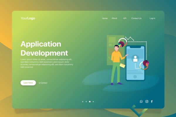 APP应用开发概念插画精选Banner＆落地页模板 Apps Development – Banner & Landing Page