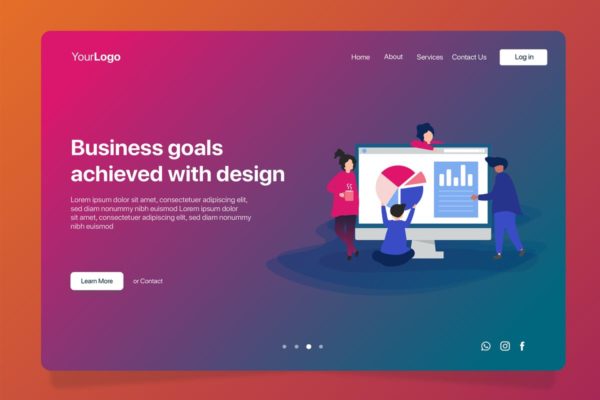 商业目标规划概念插画精选Banner&落地页设计模板 Business Goals – Banner & Landing Page