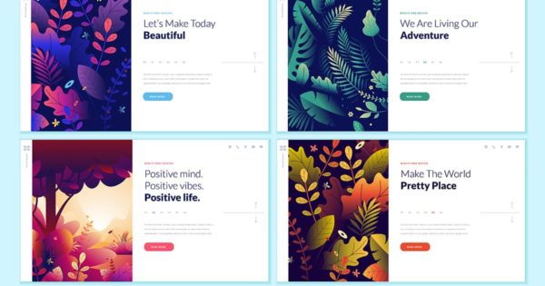 纯天然有机产品品牌网站设计概念插画精选素材 Set of Beauty Web Page Design Templates