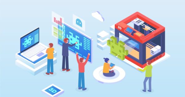 3D打印技术开发2.5D等距概念插画精选 Isometric 3D Printing Development Vector Concept