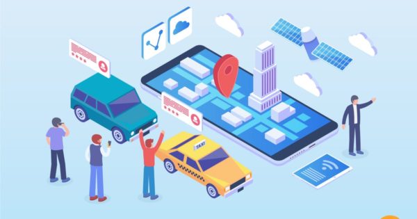 网约车＆共享出行2.5D等距概念插画精选 Isometric Online Taxi & Ride Sharing Apps Vector
