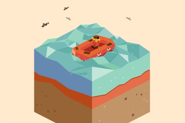 紧急救生船救生艇2.5D插画素材 Emergency Boat