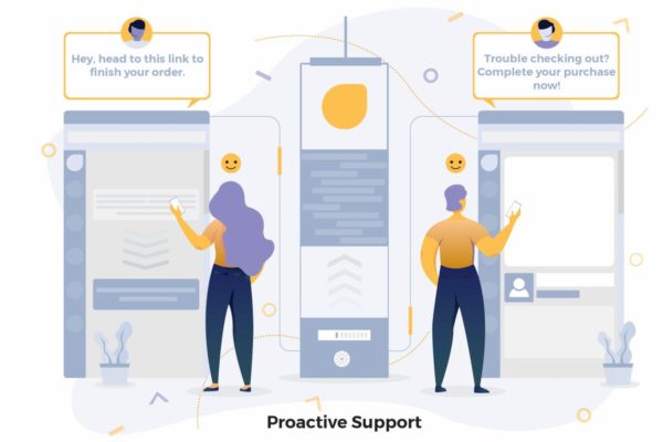 人机交互CRM概念插画精选免费素材 Proactive Support Illustrations CRM