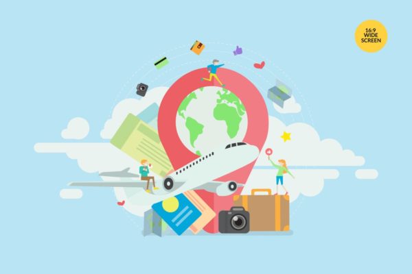 暑假旅行主题概念插画精选矢量素材 Summer Holiday Travel Vector Concept Illustration