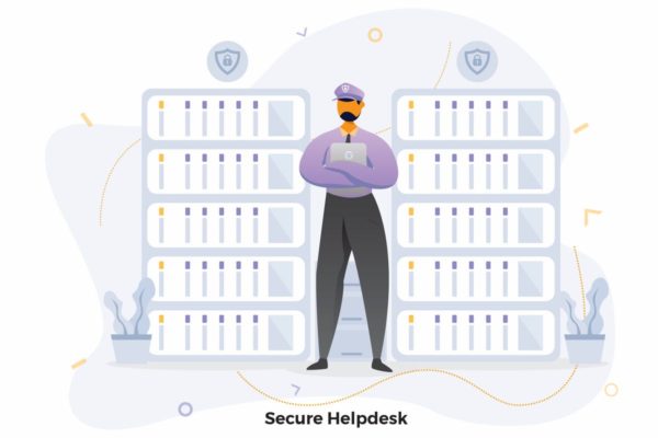 数据安全帮助中心CRM概念插画精选设计免费素材 Secure Helpdesk Illustrations CRM