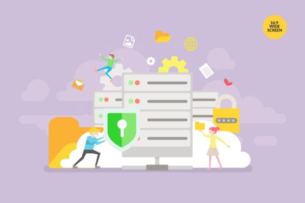 数据库安全矢量概念插画精选设计素材 Database Security Vector Concept Illustration