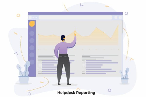 帮助中心数据报告CRM概念插画精选设计素材 Helpdesk Reporting Illustrations CRM