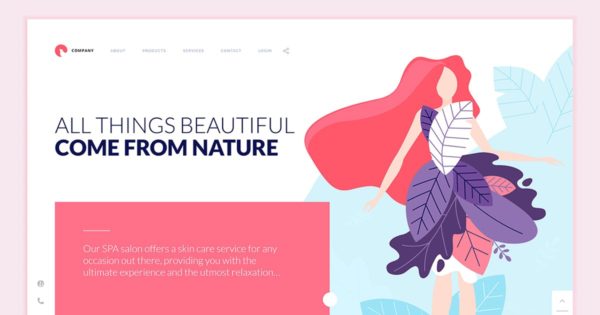 女性时尚品牌官网设计概念插画精选矢量模板 Beauty Web Page Design Template