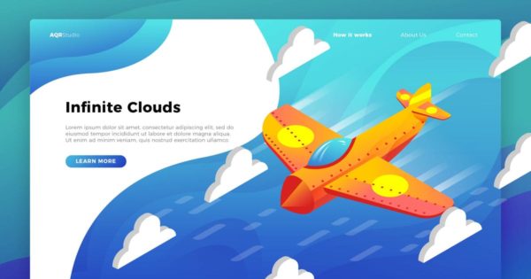 飞机概念插画精选网站Banner&落地页设计模板