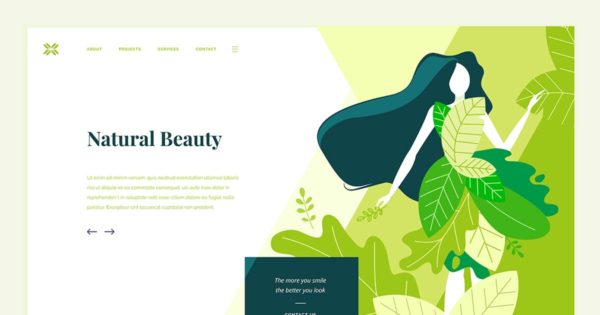女性护肤品品牌网站设计概念插画精选素材 Beauty Web Page Design Template