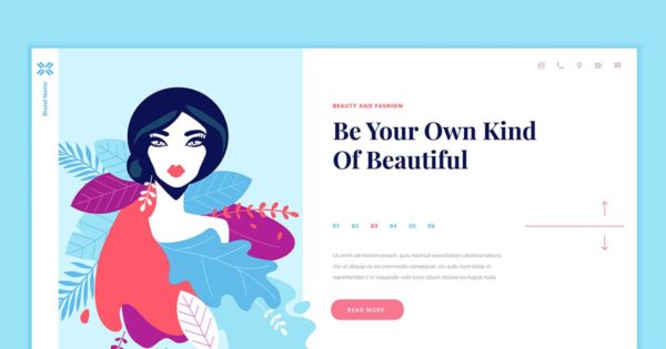女性化妆品护肤品网站设计概念插画精选素材 Beauty Web Page Design Template