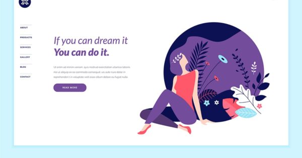 高端大气女性时尚主题网站设计概念插画精选素材 Beauty Web Page Design Template