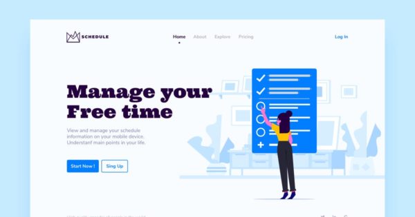 后台管理概念插画精选网站落地页设计模板 Managment Landing Page Illustration