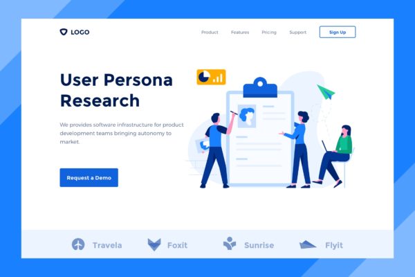 用户角色概念插画精选网站设计落地页模板 User Persona – Web & Mobile Banner Landing Page