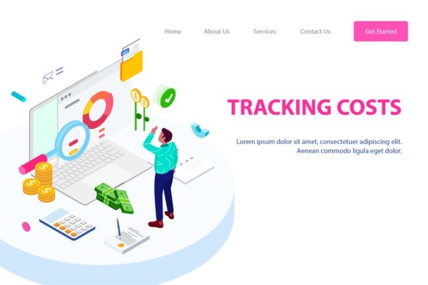 成本跟踪2.5D概念插画精选网站设计素材 Tracking Costs Isometric Illustration – FV