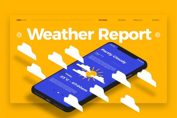 天气预报概念插画精选网站Banner＆落地页模板 Weather Report – Banner & Landing Page