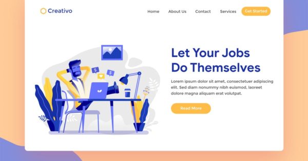 商业营销在线商务网站插画网站落地页设计模板 Marketing Online Business Web Landing Page