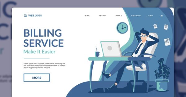 计费账单服务概念插画精选网站落地页设计模板 Billing Service Landing Page