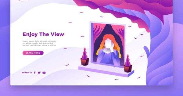 欣赏风景概念插画精选网站Banner＆落地页模板 Enjoy View – Banner & Landing Page