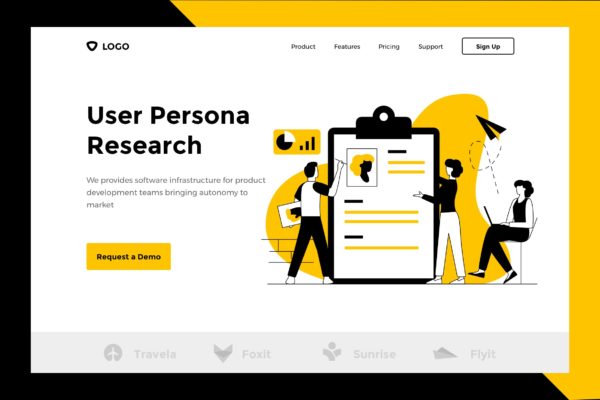 用户搜索引擎概念插画精选网站Banner&落地页模板素材 User Persona – Web & Mobile Banner Landing Page