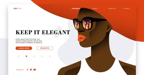 时尚人物背景概念插画精选网站Banner＆落地页设计模板 Elegant – Banner & Landing Page