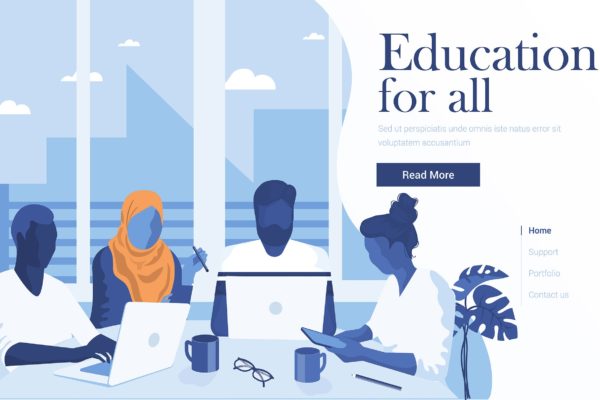 在线教育培训扁平化现代设计概念插画精选 Flat Modern design Illustration of Education