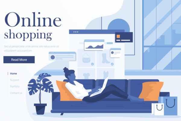 电子商务主题扁平化现代设计概念插画精选 Flat Modern design Illustration of Online Shopping