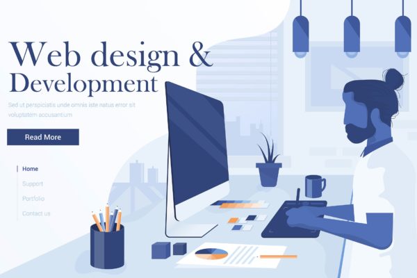 网站设计与开发扁平化现代设计概念插画精选 Flat Modern Illustration of Graphics design