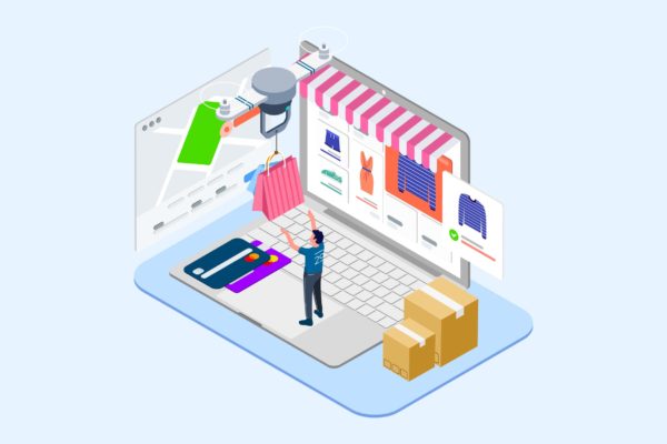 无人机快递配送场景2.5D等距概念矢量插画设计精选v2 Drones Delivery Isometric Illustration – T2