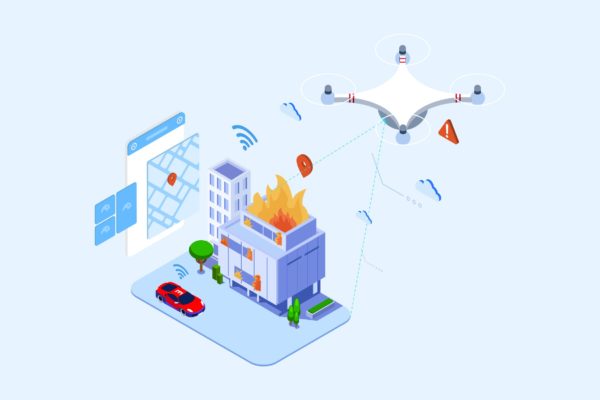 无人机搜救场景2.5D等距概念矢量插画设计精选 Drones Search And Rescue Isometric – T2