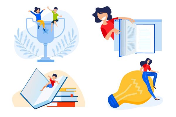 图书阅读主题矢量概念插画精选 Set of education concepts