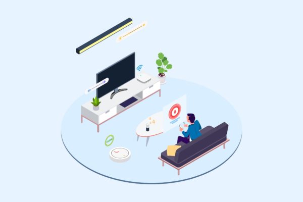 家庭智能音响系统场景2.5D等距概念矢量插画设计精选v4 Smart Echo Isometric Illustration – T2