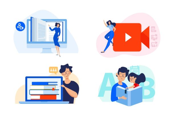 网络培训教育主题矢量概念插画精选 Set of education concepts