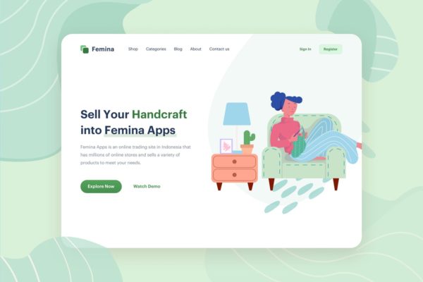 手工制作/传统工艺主题网站矢量插画设计精选素材 Handcrafted Illustration – Website Header