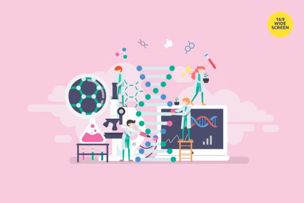 DNA科学研究主题矢量概念插画精选 DNA Science Research Vector Concept Illustration