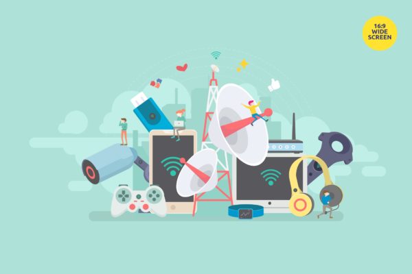 现代智能无线连接技术主题矢量概念插画精选 Smart Modern Wireless Connectivity Technology