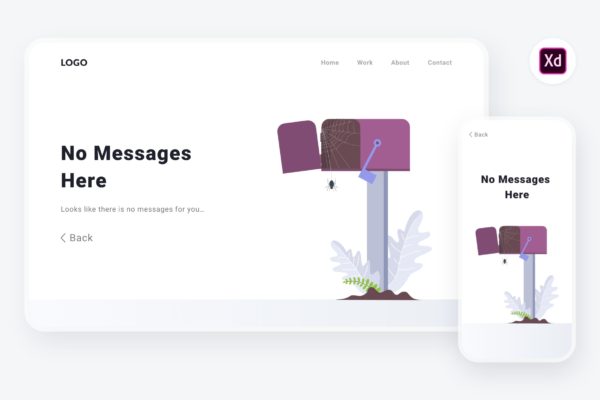 空信箱暂无消息主题Web&APP概念插画精选设计素材[XD&SVG] Empty state 1 illustration (Adobe XD, SVG)