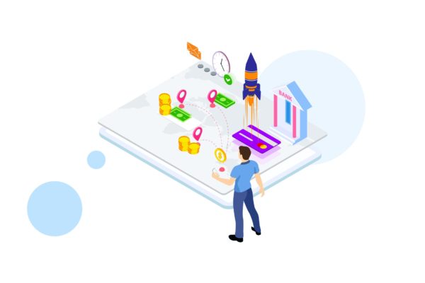 国际支付金融业务场景等距概念插画精选v2 Internation Payments by Finance Isometric – FV