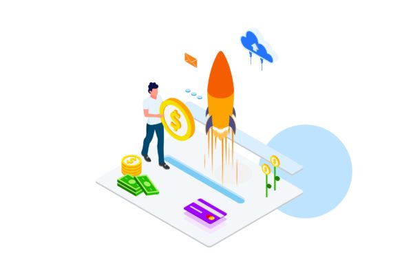 快速转账金融业务场景矢量等距概念插画精选v4 Quick money transfer of Finance Isometric – FV