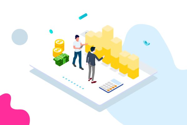 财务成本管理金融业务场景等距概念插画精选v5 Track Financial Costs Isometric Illustration – FV