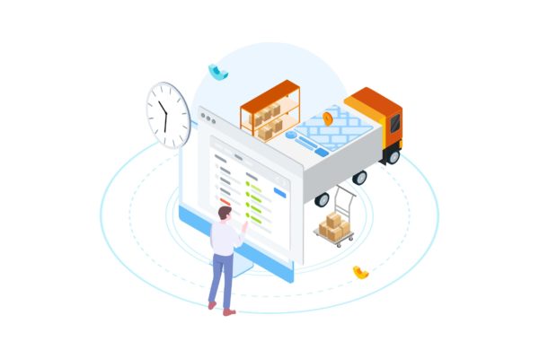 货物仓储管理物联网场景等距概念插画精选 Goods Management by Finance Isometric – FV