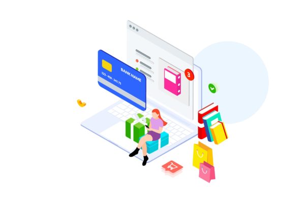 在线支付金融业务场景等距概念插画精选v3 Online Payment by Finance Isometric – FV