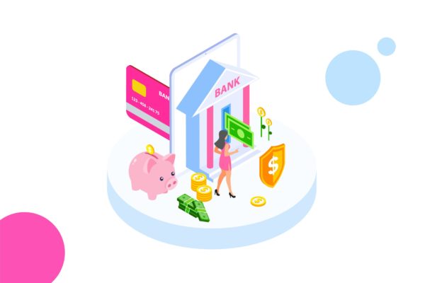 存钱计划金融业务场景矢量等距概念插画精选v4 Saving Money by Finance Isometric – FV