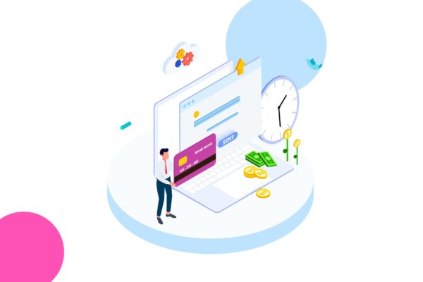 快速转账金融业务场景矢量等距概念插画精选v3 Quick money transfer of Finance Isometric – FV